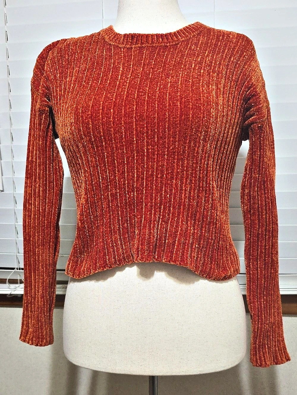 Free People Ribbed Crewneck Sweater in Orange Size Medium